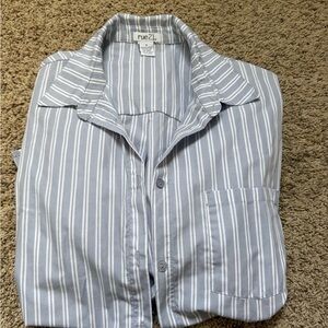 Rue21 Men's Shirt with Gray and White Stripes